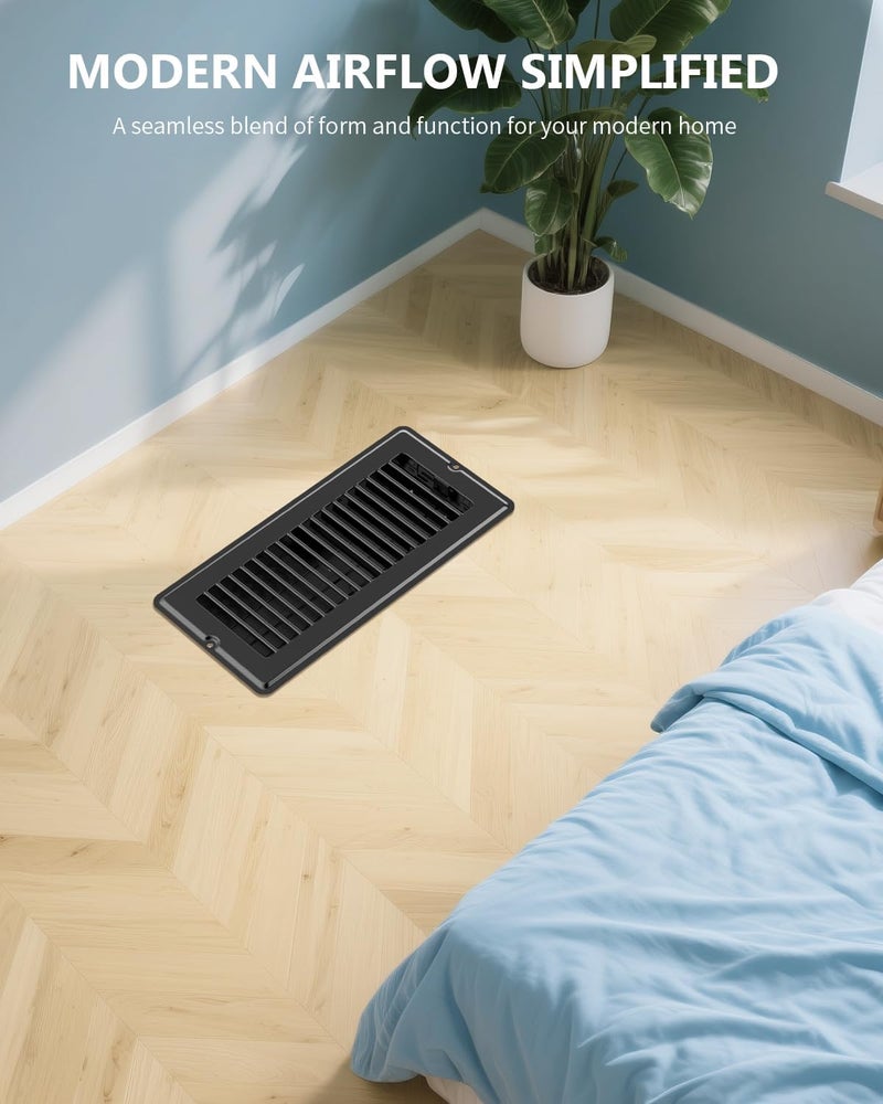 JSLIN Store 4x12 Floor Regsiter Vent Covers for Home Floor Wall Ceiling - Black with Screws for Easy Installation - Heavy Duty Steel Walkable Finish for Quiet Adjustable Air Vent Cover 4‘’ x 12‘’- 5 Pack - Image 4